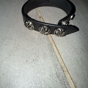 Chrome heart leather bracelet